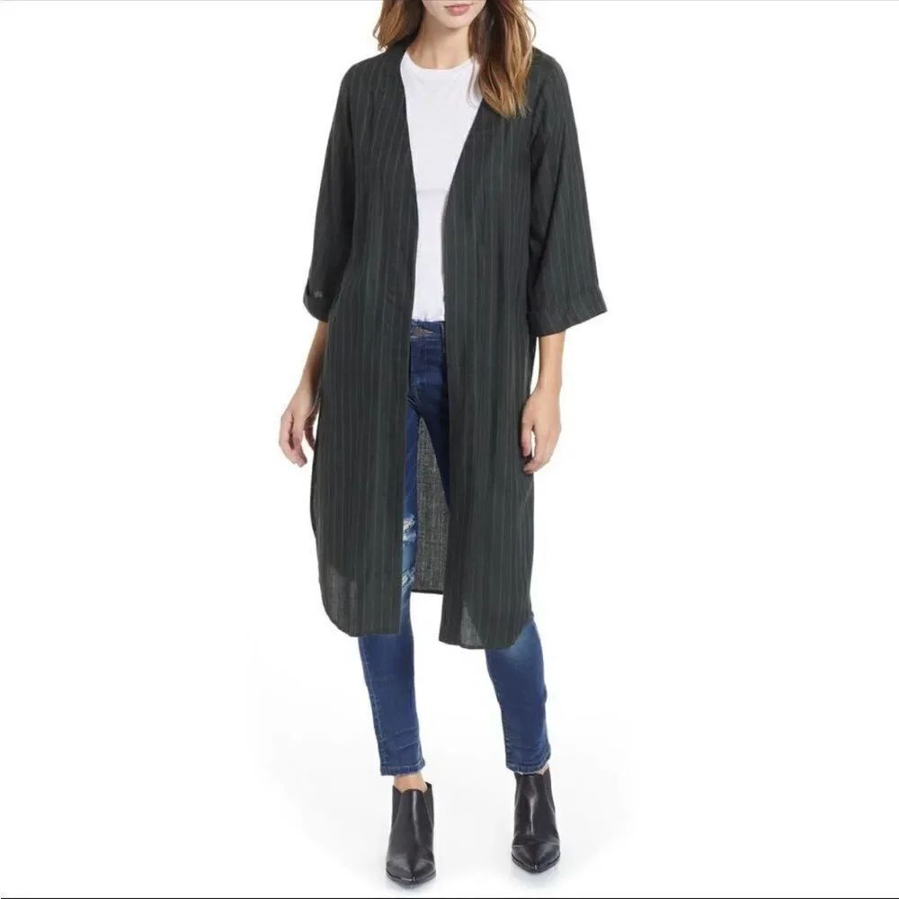 Socialite Shadow Stripe Duster Jacket Size Medium